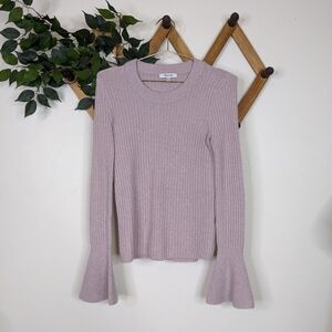 Madewell Bell Sleeve Ribbed Crew Neck Wool Blend Blush Pink Sweater - XXS